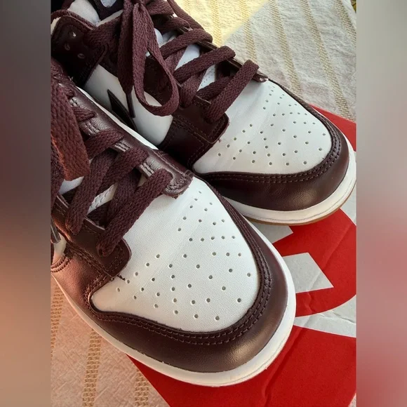 Nike Dunk Low Sneakers - Burgundy Crush and White - Picture 5 of 5